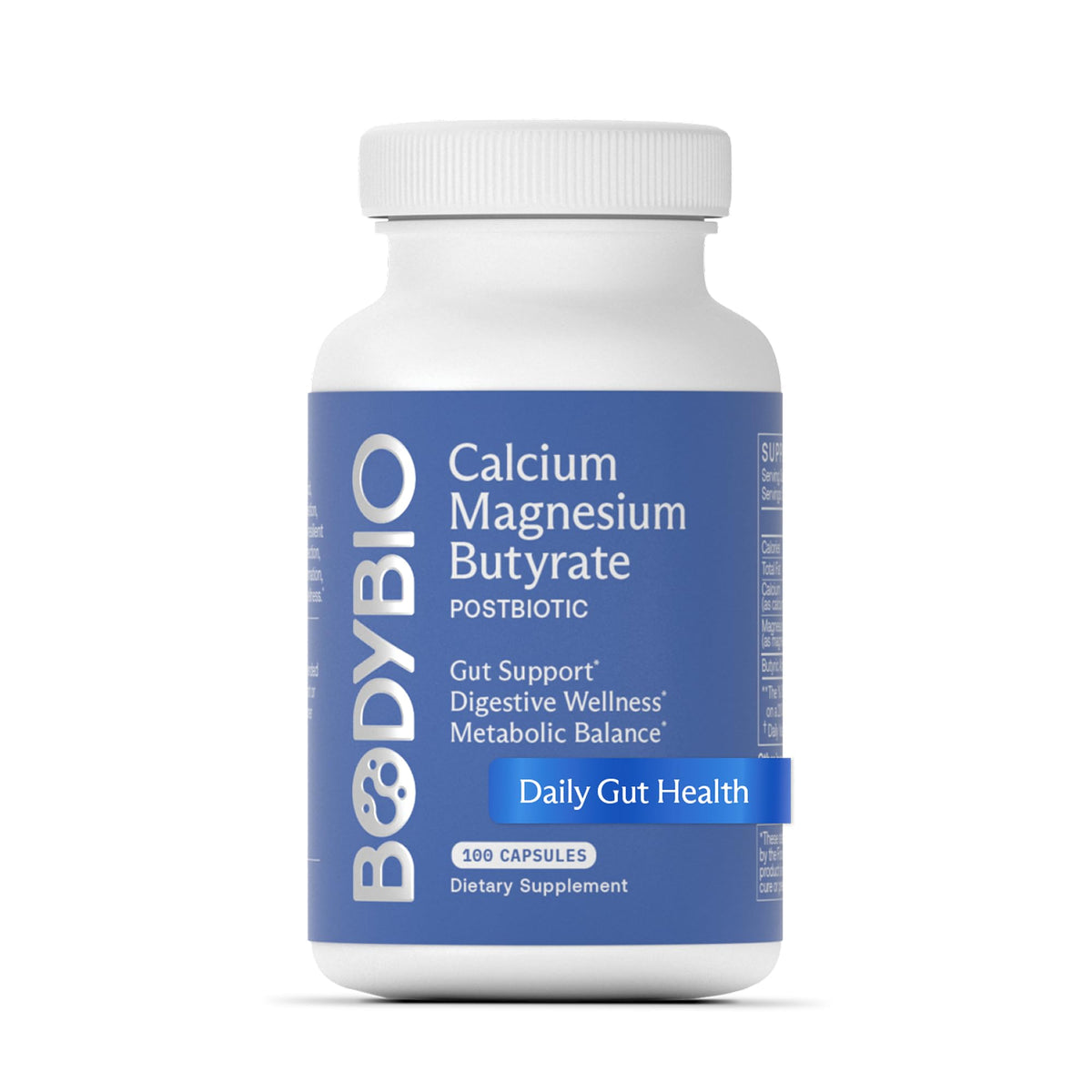 BodyBio Butyrate bottle pour showing easy postbiotic support for gut comfort