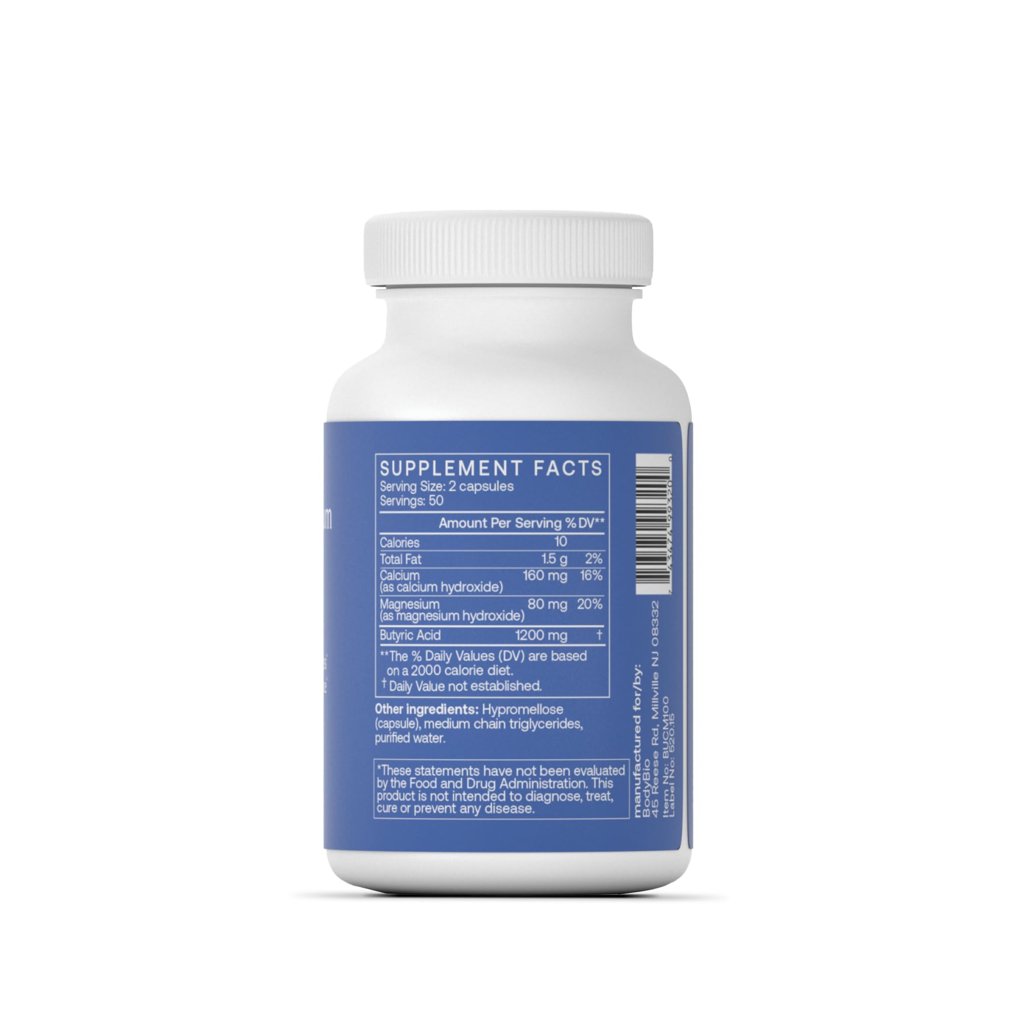 BodyBio Butyrate capsule close-up highlighting vegan capsules for gut health