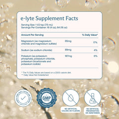 BodyBio e-lyte label close-up showing simple electrolyte ingredients.