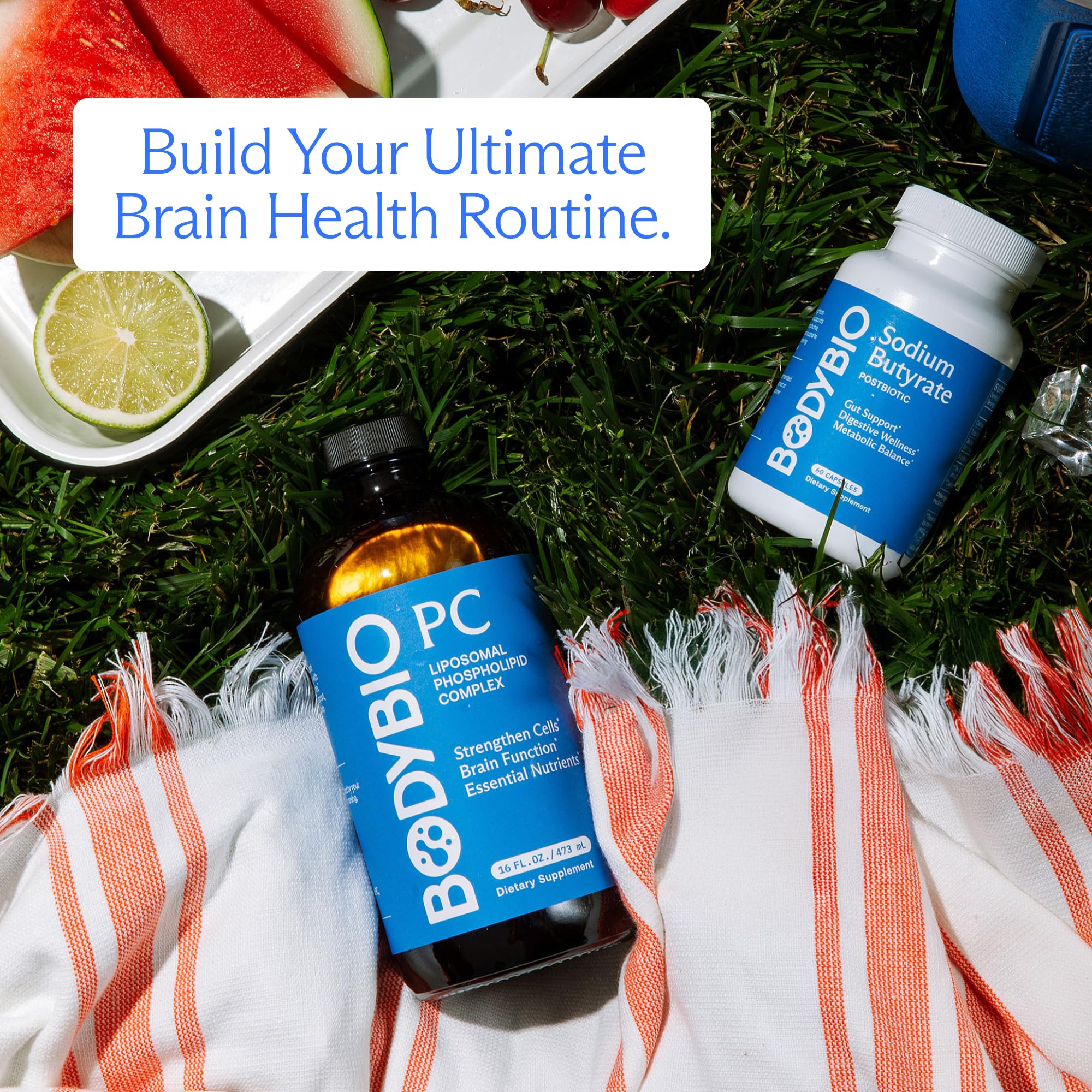 Lifestyle scene showing study setup with BodyBio PC for daily brain support.