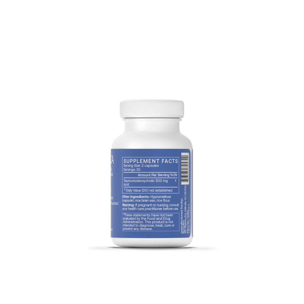 BodyBio TUDCA bottle label shows 250 mg capsules and a clean, filler-free formula.