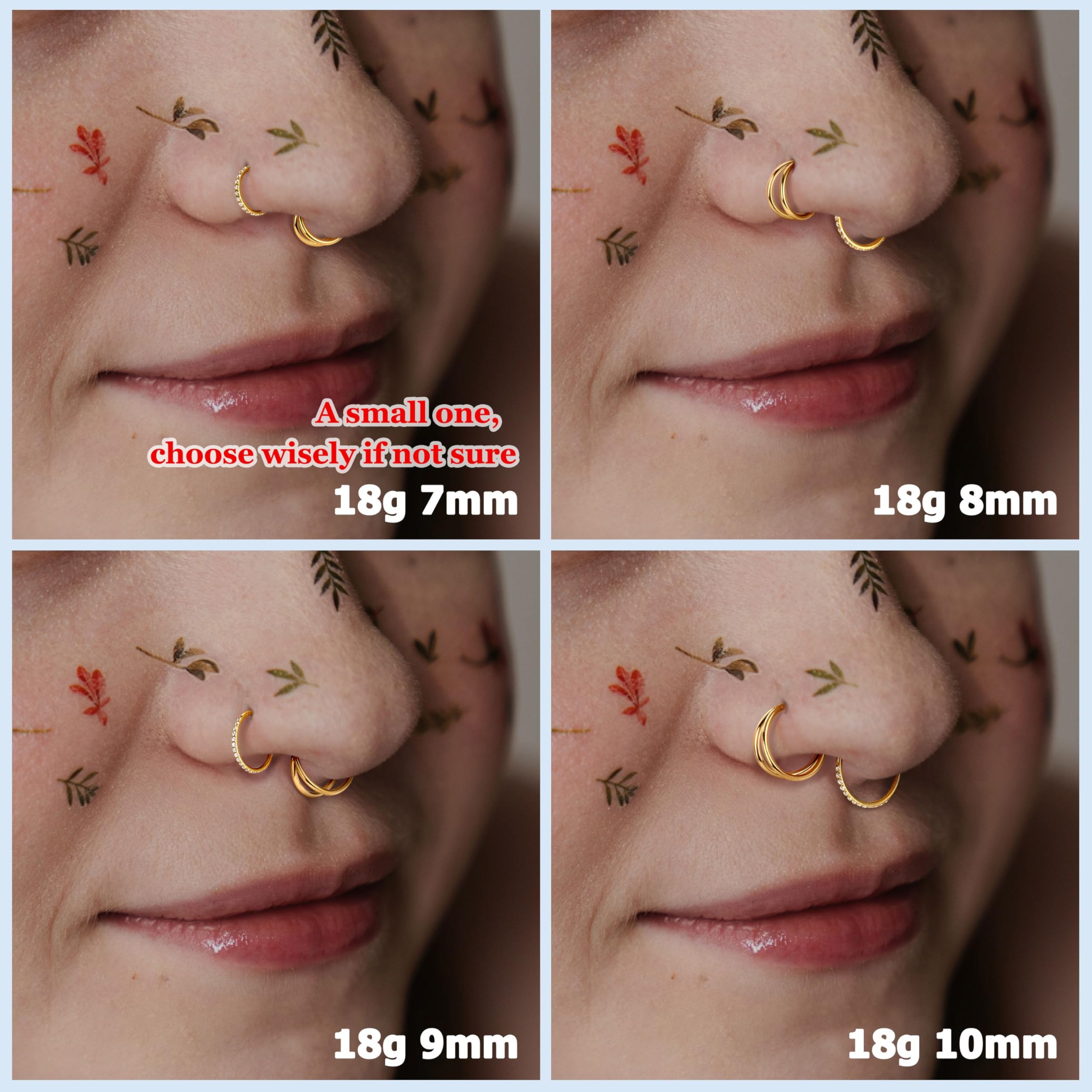 BodyBonita CZ nose hoop, 18G, 8mm, for subtle shine.