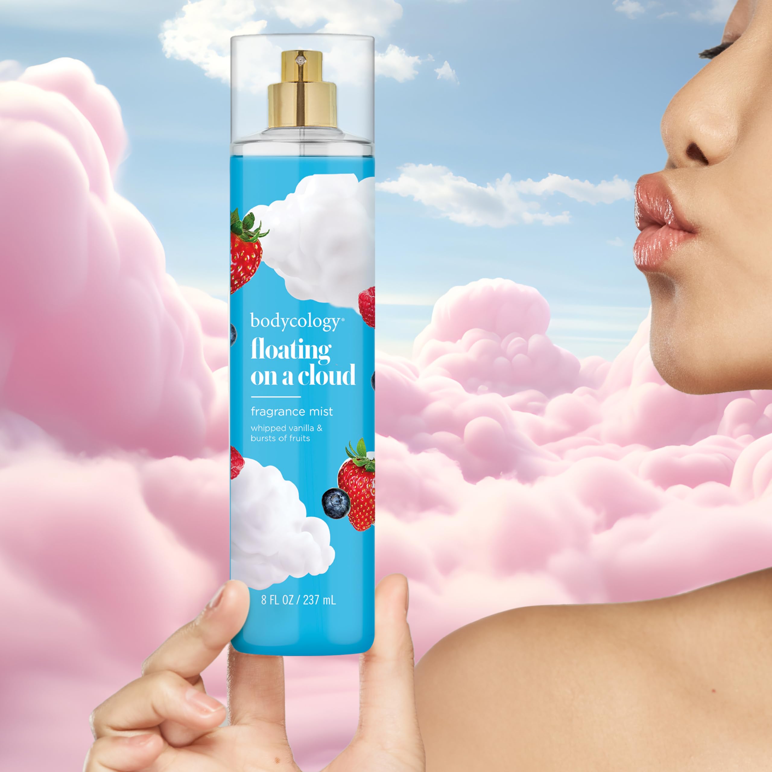 Bodycology Floating on a Cloud label close-up with fruity notes