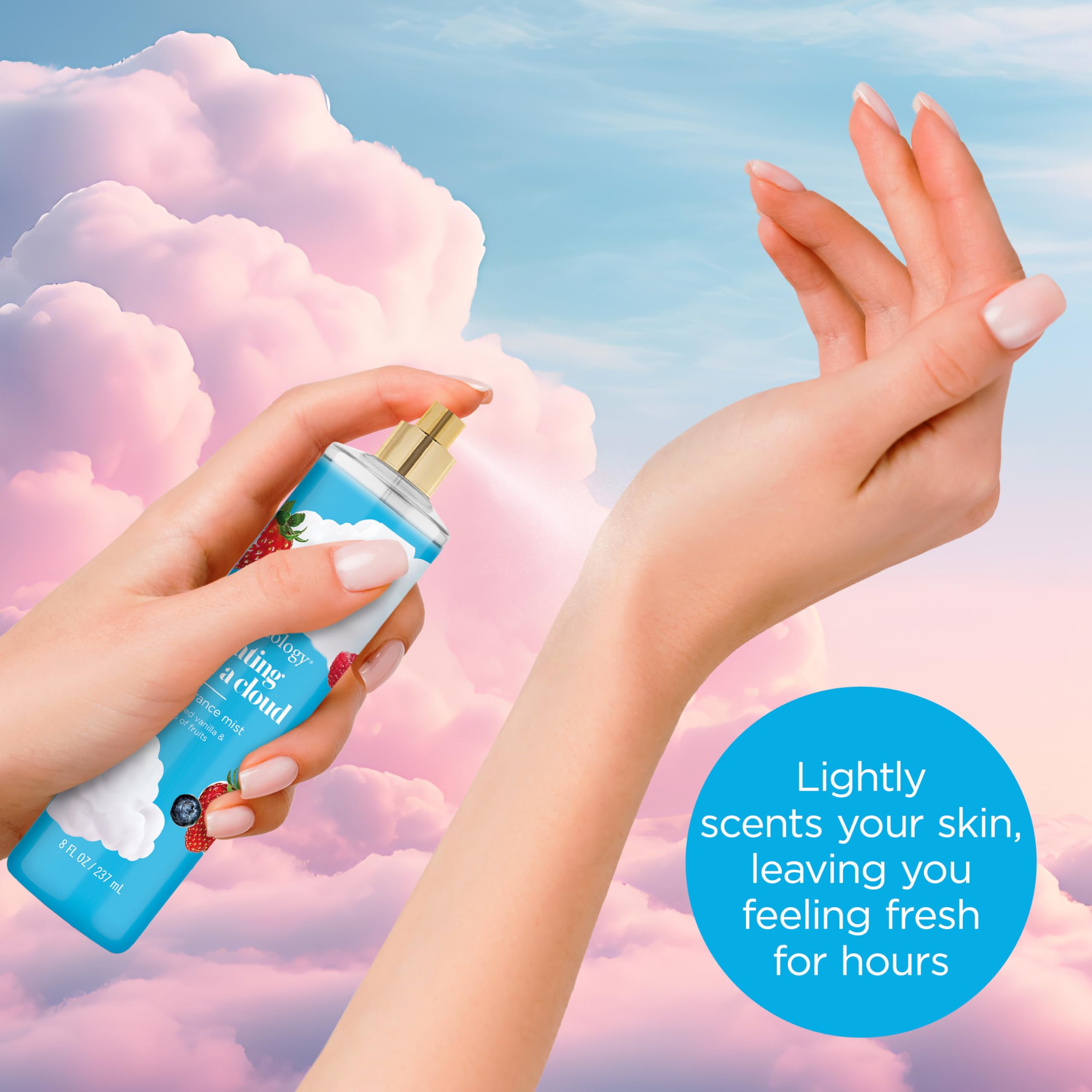 Bodycology Floating on a Cloud mist on skin after spray