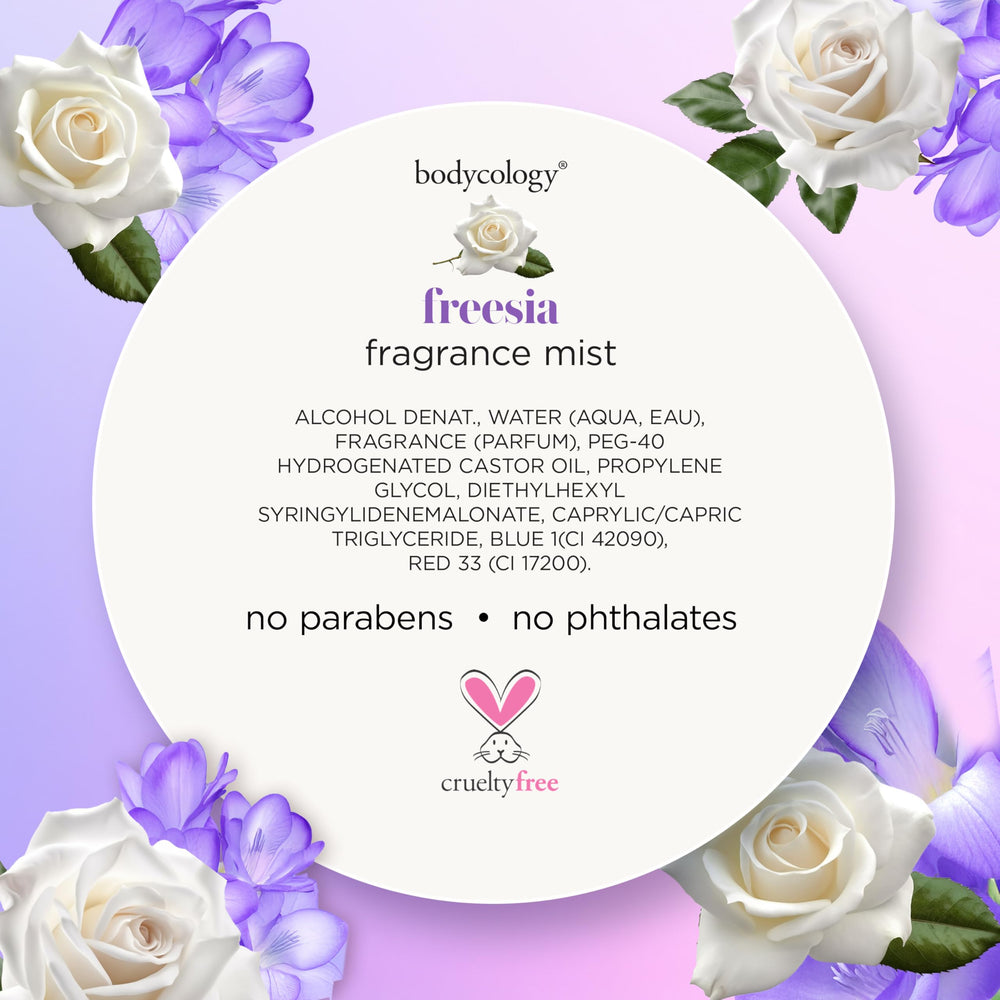 Bodycology Freesia no sulfates or aluminum for a gentler formula.