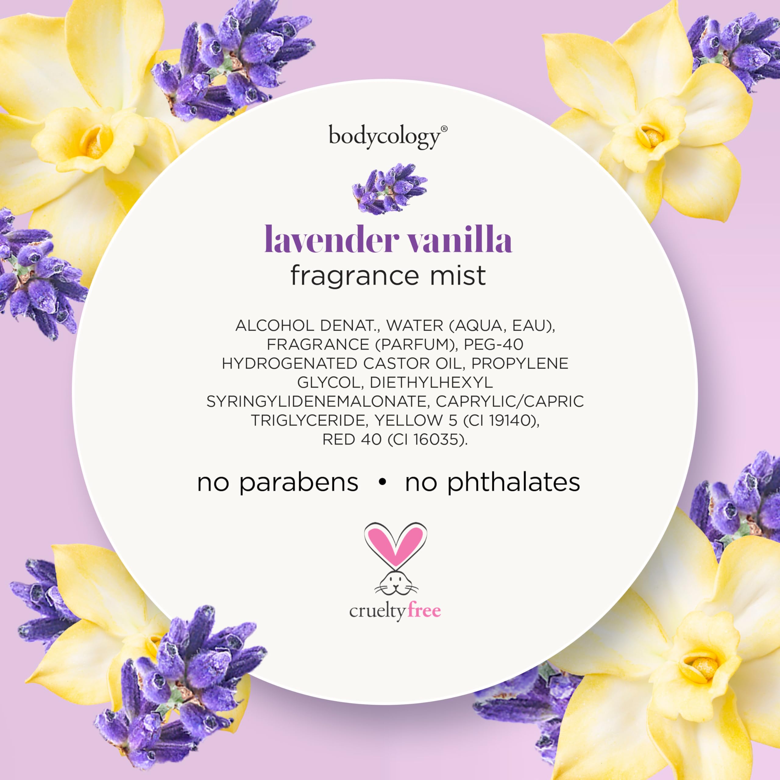 Bodycology Lavender Vanilla mist on-skin ideal for quick refresh and mood lift
