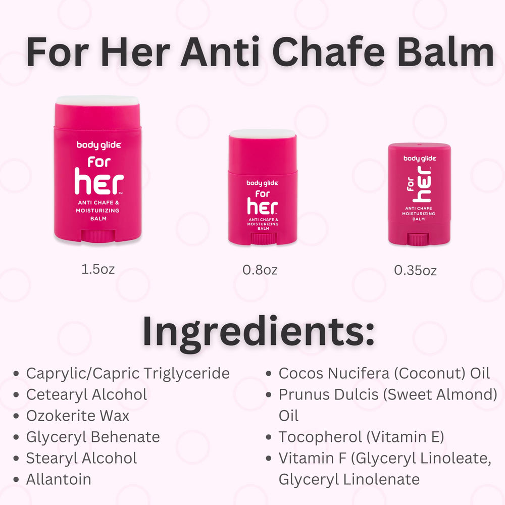 BodyGlide For Her dry-skin friendly balm aids hydration and reduces friction