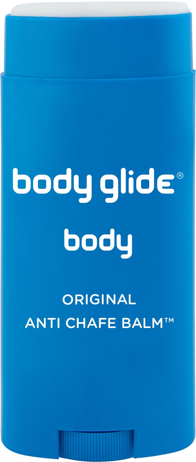 BodyGlide Original anti-chafe stick being applied before activity to prevent irritation.