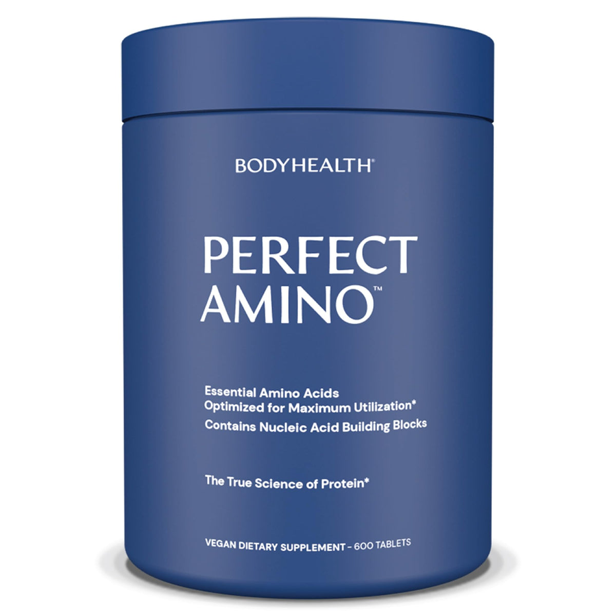 BodyHealth PerfectAmino bottle front shows essential amino acids for recovery