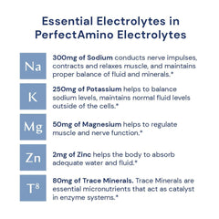 BodyHealth PerfectAmino Electrolytes powder dissolving in a glass of water