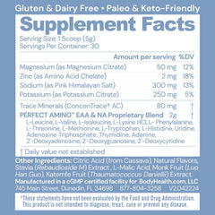 BodyHealth PerfectAmino Electrolytes powder mixed berry in a shaker after workout