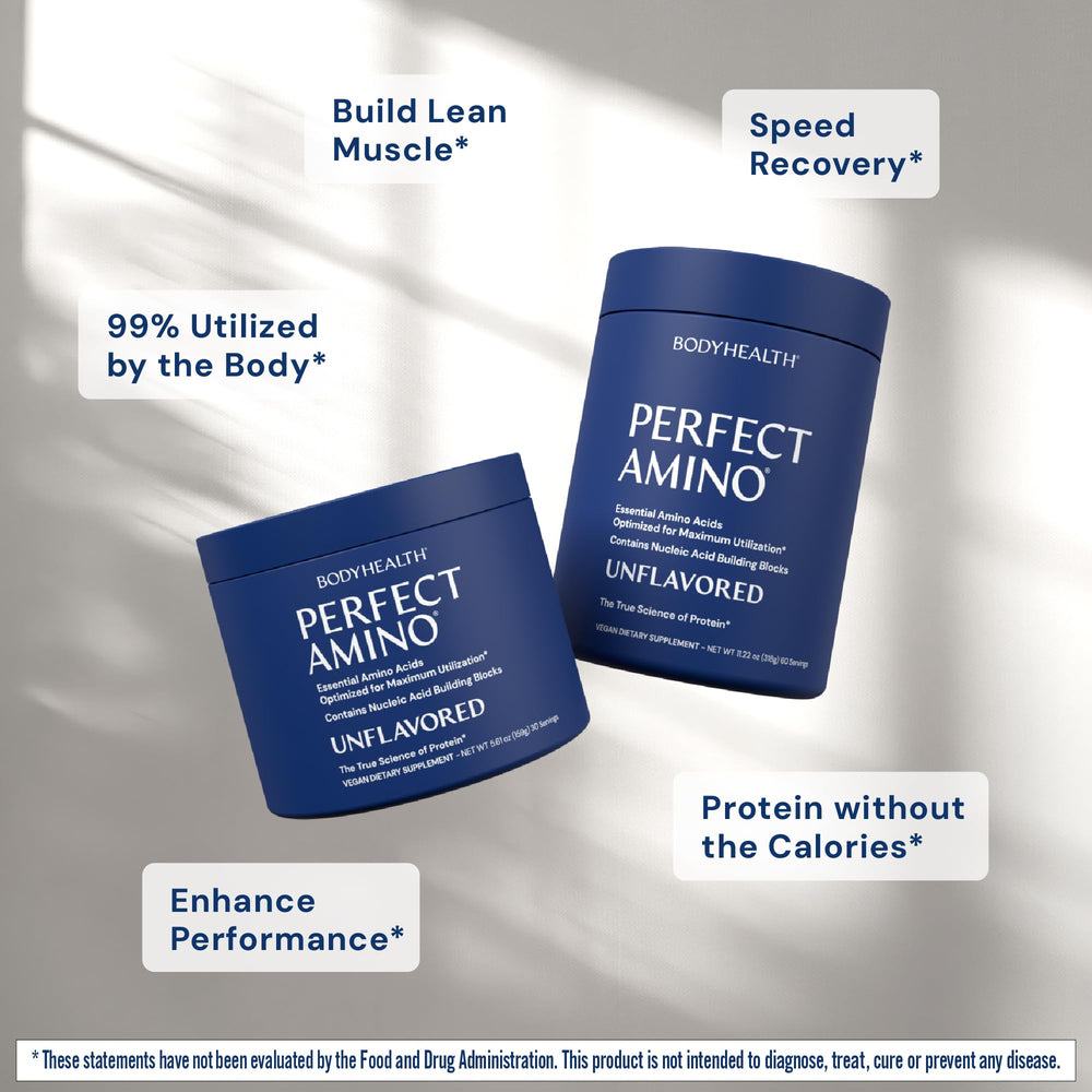 BodyHealth PerfectAmino powder dissolving in water for quick hydration