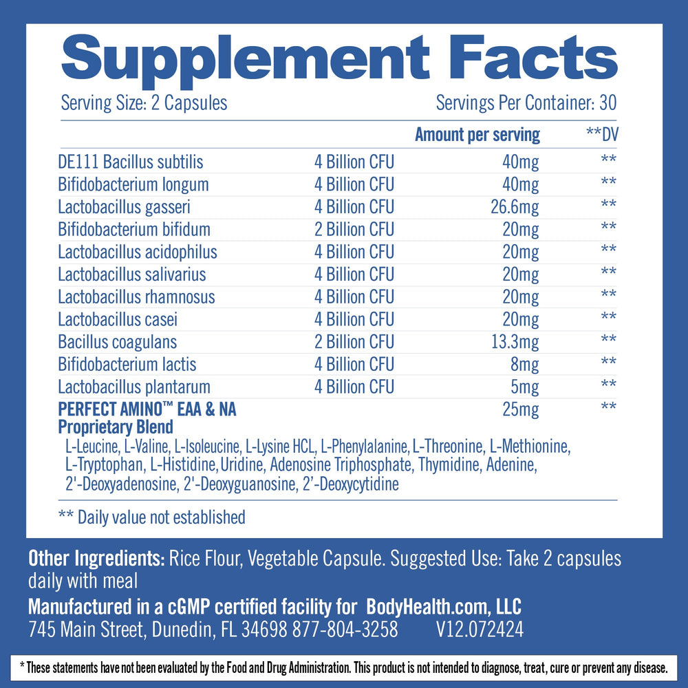 BodyHealth capsules ready for daily gut support and wellness.