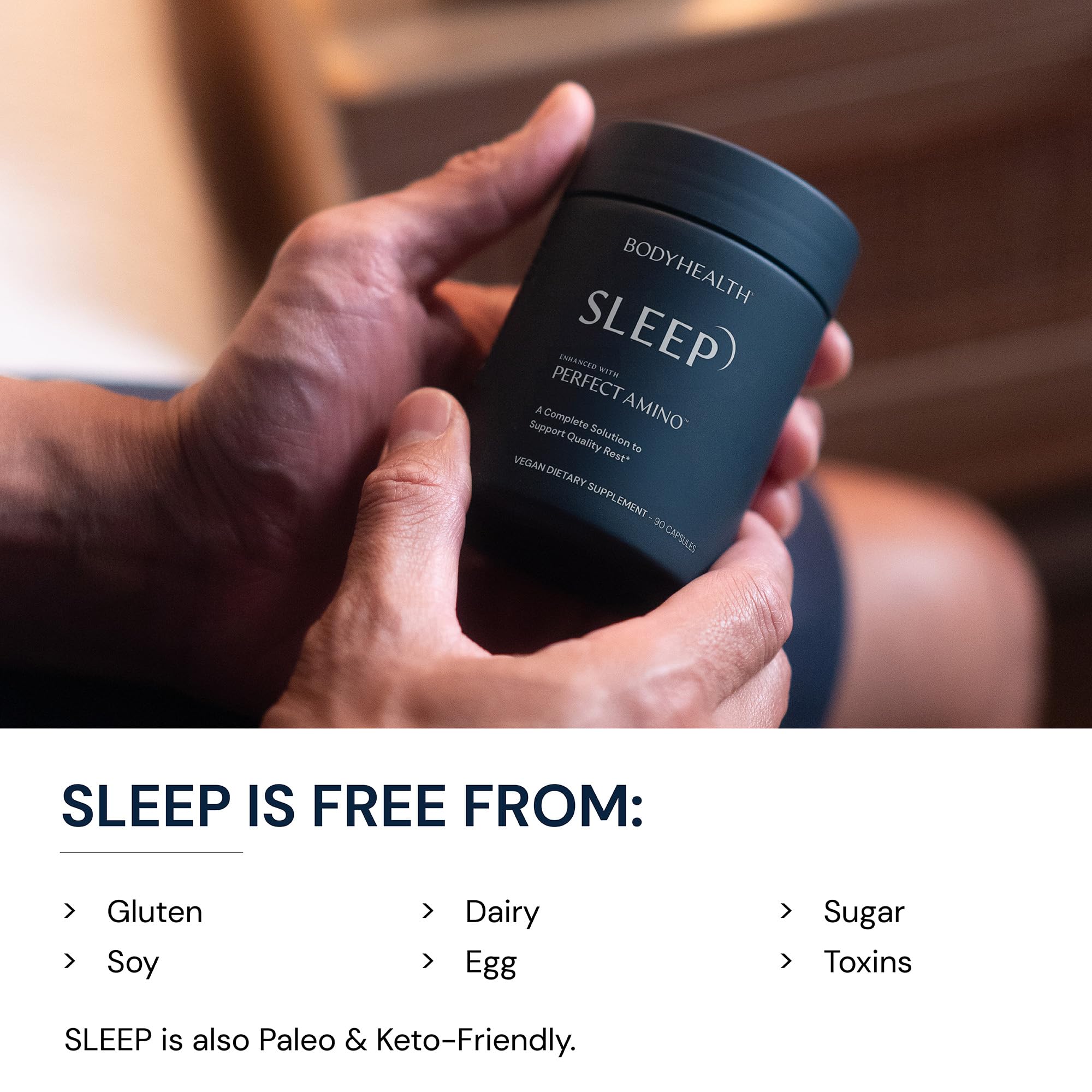 BodyHealth Sleep packaging box displaying the 3 mg melatonin formula.