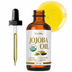 BodyJ4You jojoba oil bottle on amber glass for premium care and purity