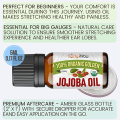 BodyJ4You jojoba oil ear-piercing close-up promoting skin moisture