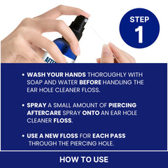 BodyJ4You 60-piece piercing cleaning floss lines ready for gentle hole cleaning.
