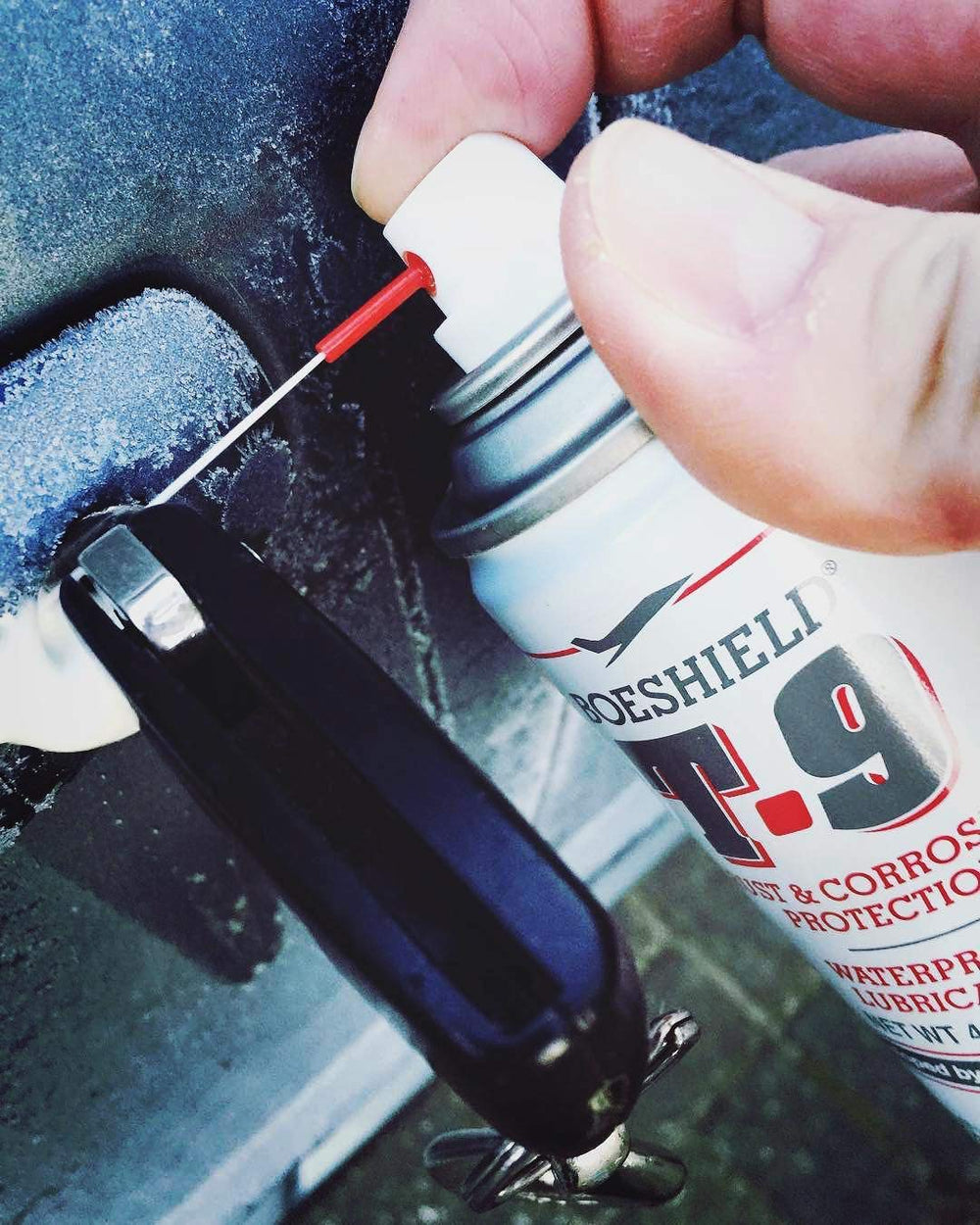 Boeshield T-9 penetrating crevices displaces moisture and stops corrosion.