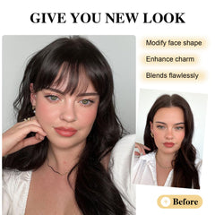 BOGSEA dark brown bangs clip offers natural color blend.