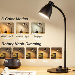 BOHON LED desk lamp metal shade and base provide sturdy, durable illumination
