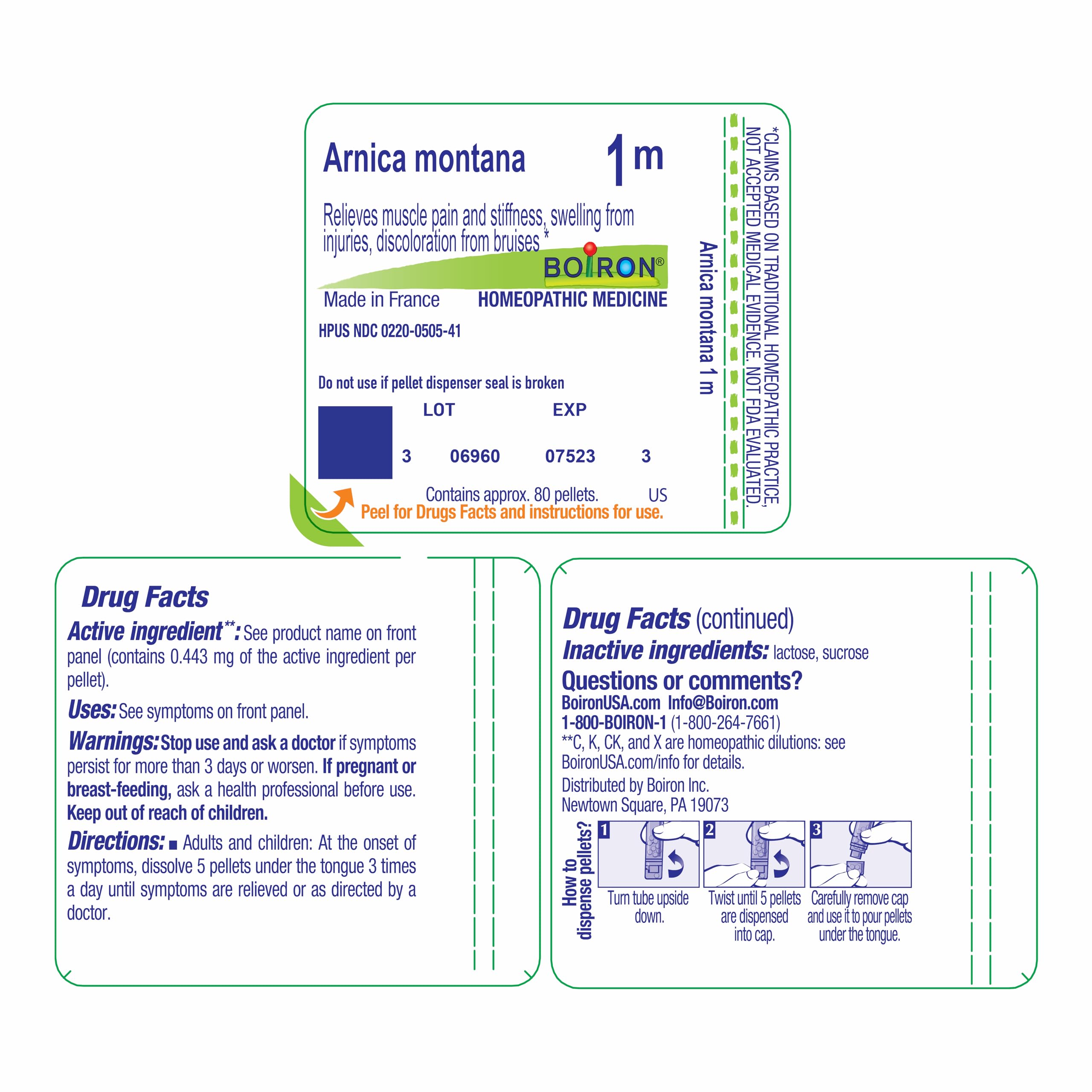Boiron Arnica Montana 1M adheres to cGMP and HPUS standards.