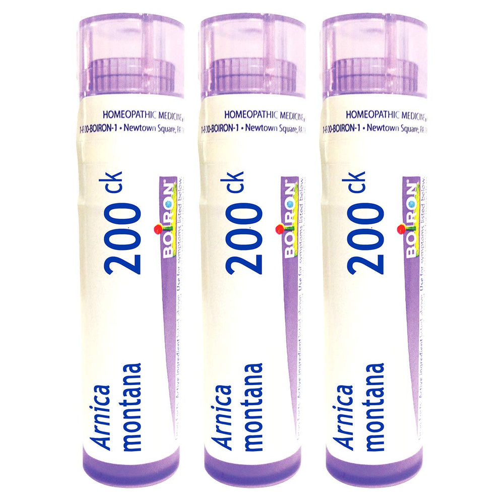 Boiron Arnica Montana pellets in a tube for quick muscle relief