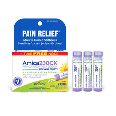Boiron Arnica Montana 200CK pellets pack, portable and easy to use for minor pain relief.