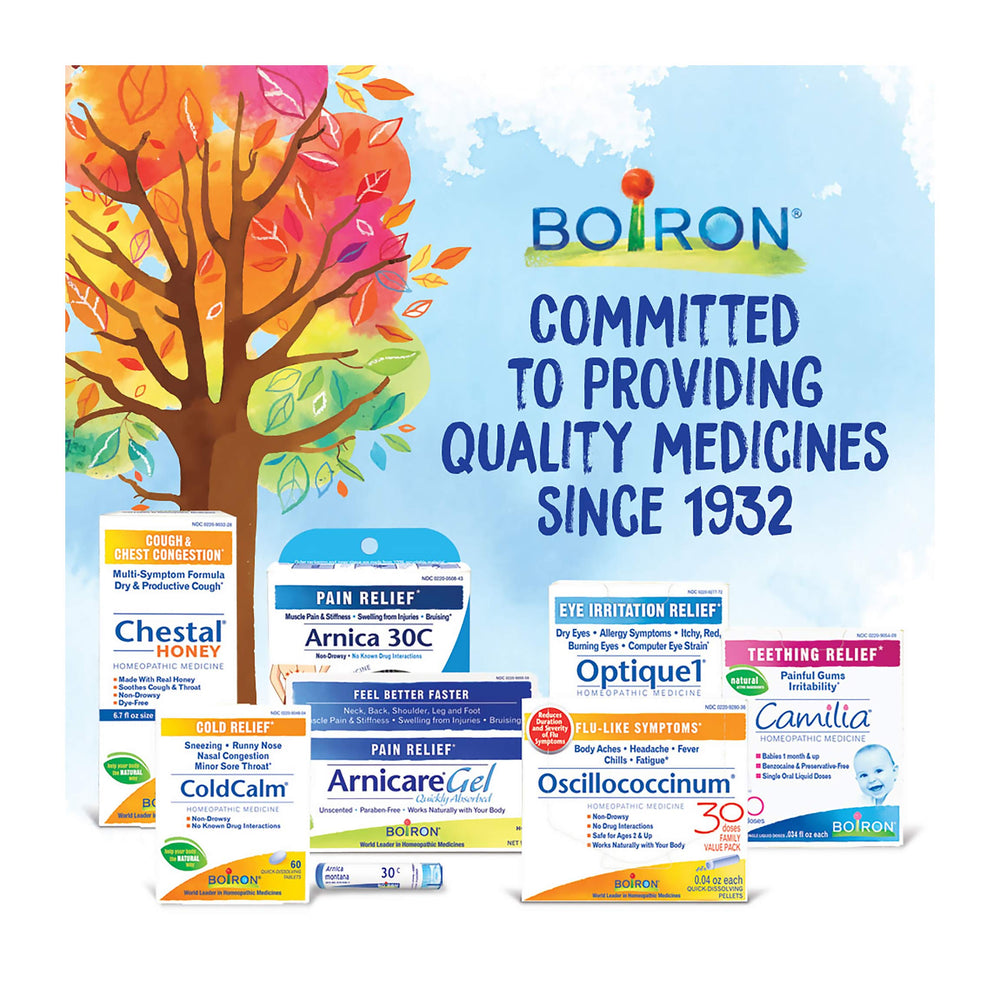 Travel-ready Boiron Arnica Montana pack for on-the-go use