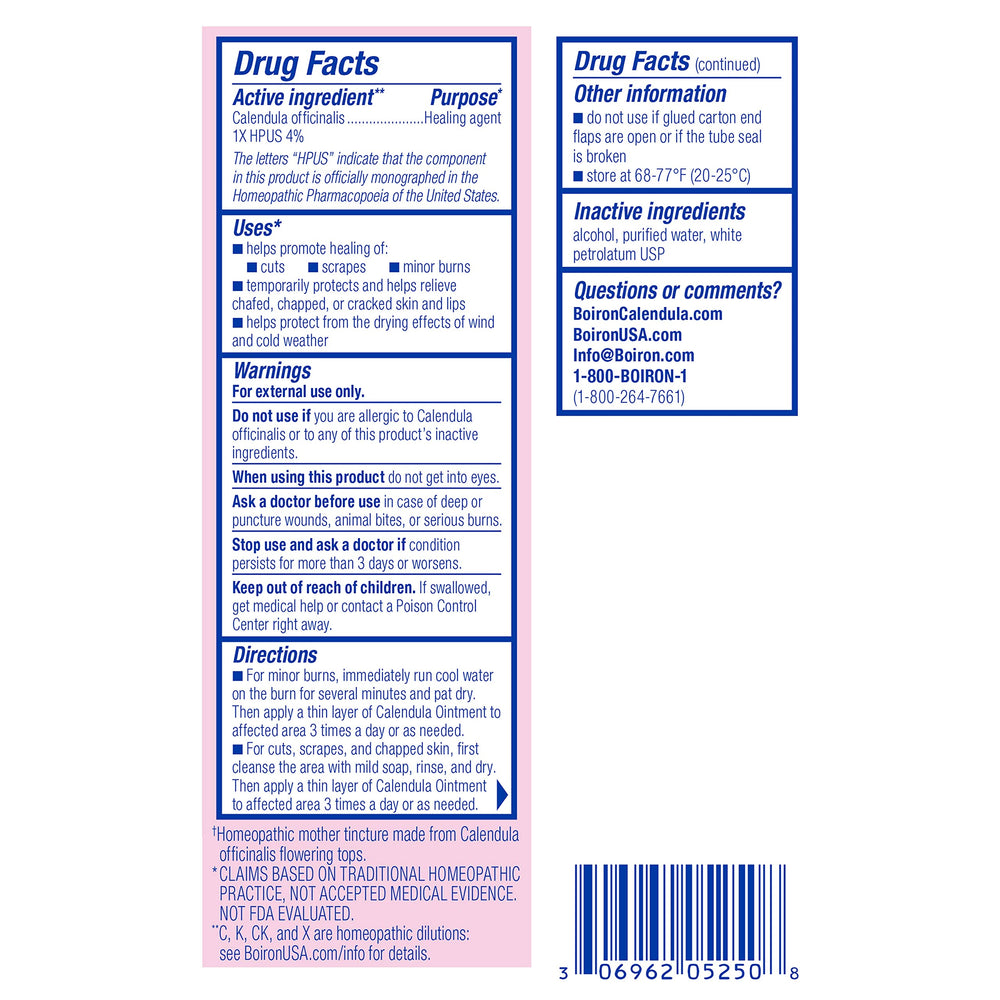 Boiron Calendula Ointment suitable for lip care and chapped skin.