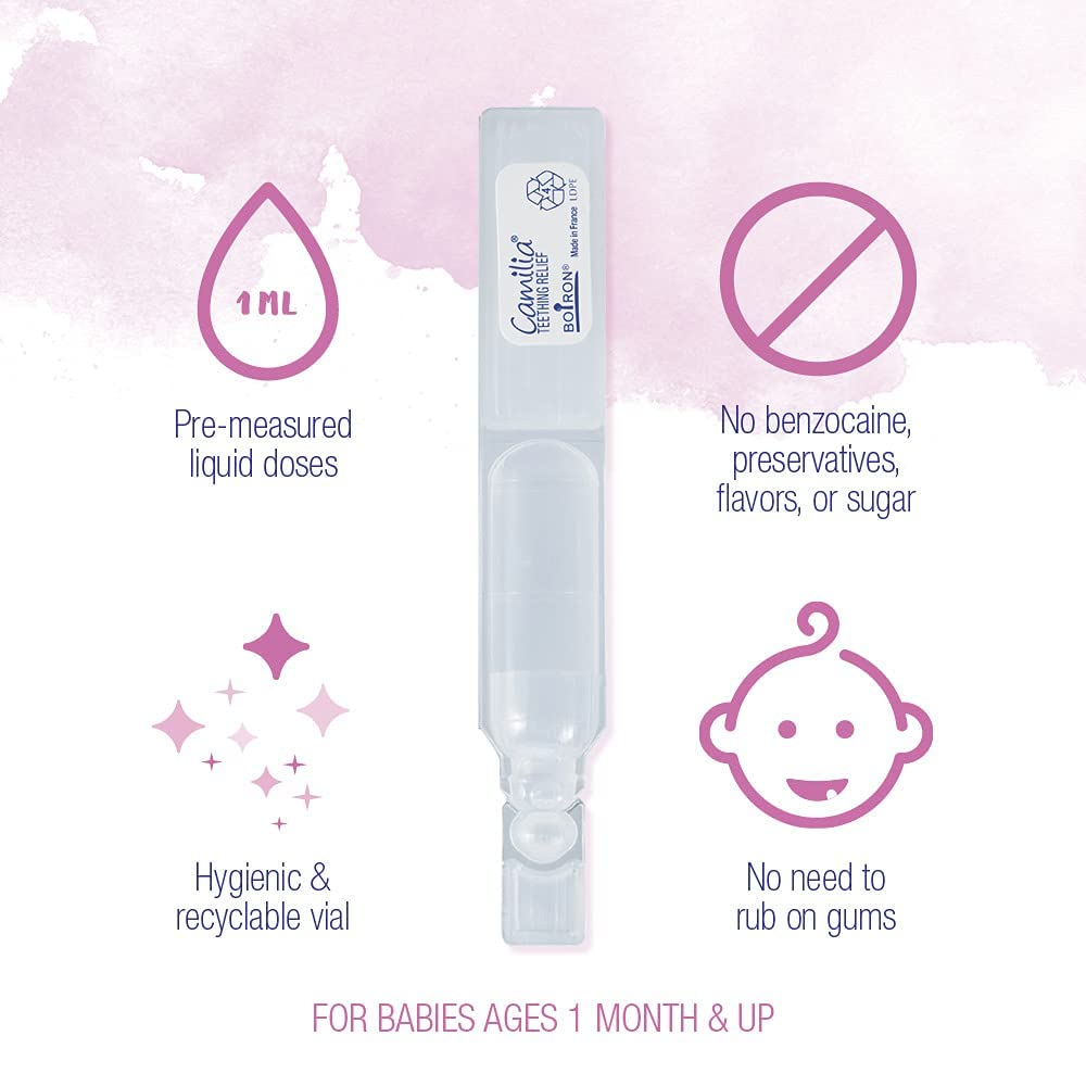 Boiron Camilia clear liquid drops for gentle oral use.