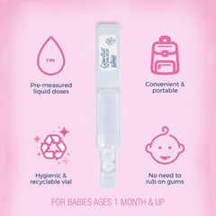 Boiron Camilia clear tasteless liquid for teething comfort.