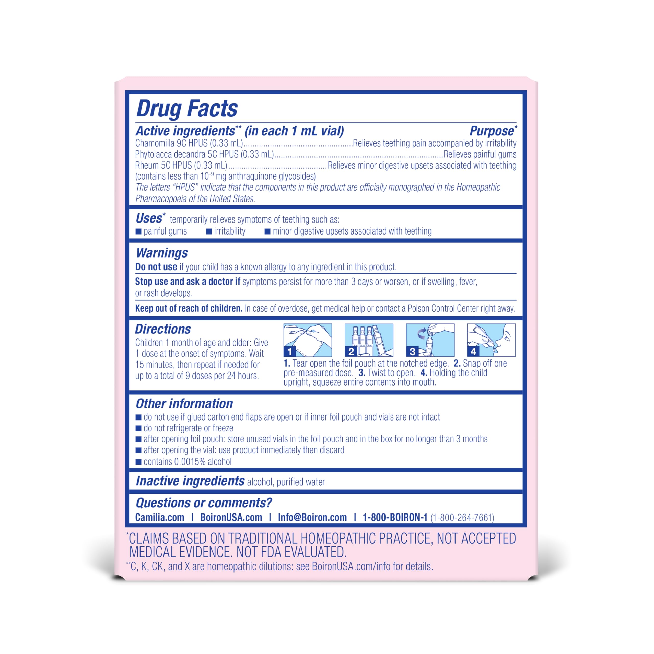 Camilia formula without benzocaine preserves safety and comfort.