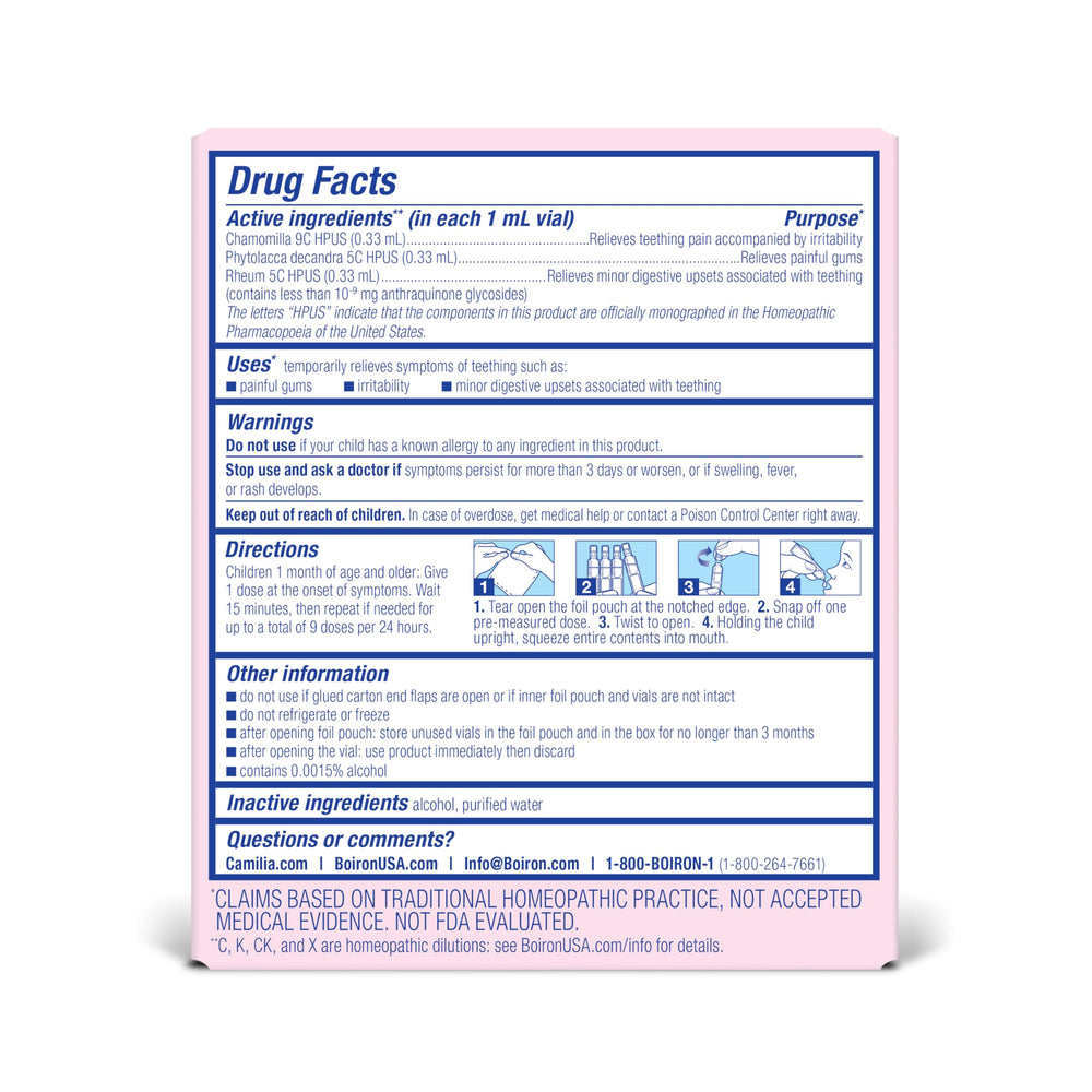 Camilia formula without benzocaine preserves safety and comfort.
