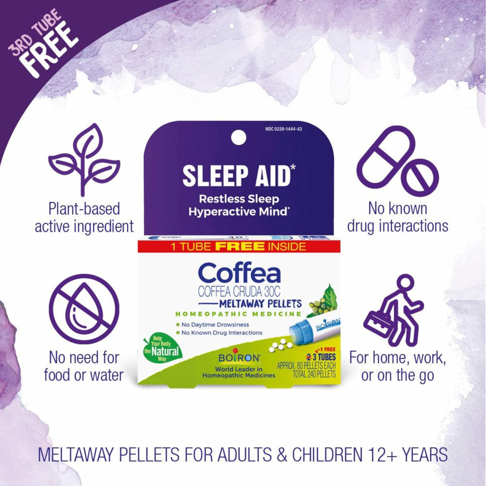 Coffea Cruda 30C packaging with three dispensing tubes for travel and home use.