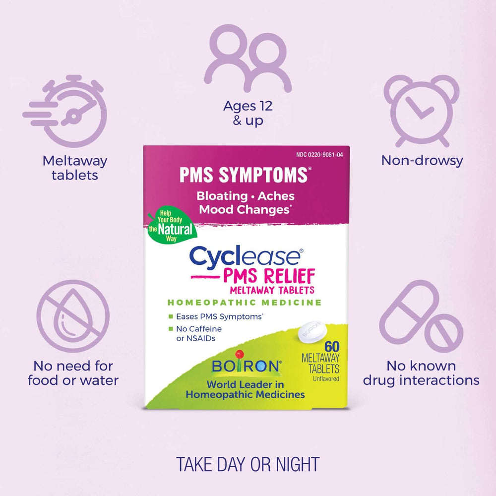 Close up of Cyclease PMS Relief tablets in focus
