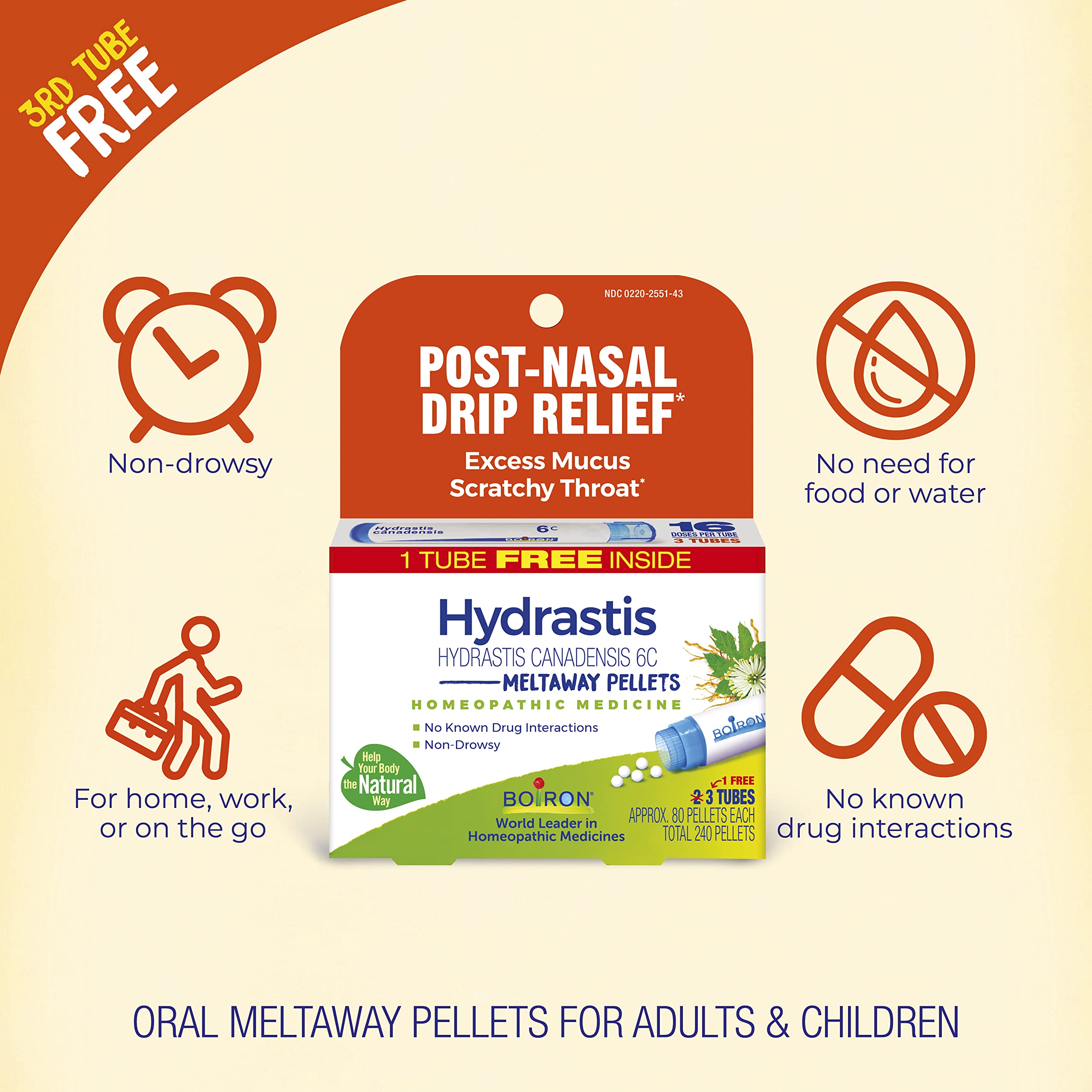 Hydrastis 6C pellets shown in packaging ideal for quick, natural use.