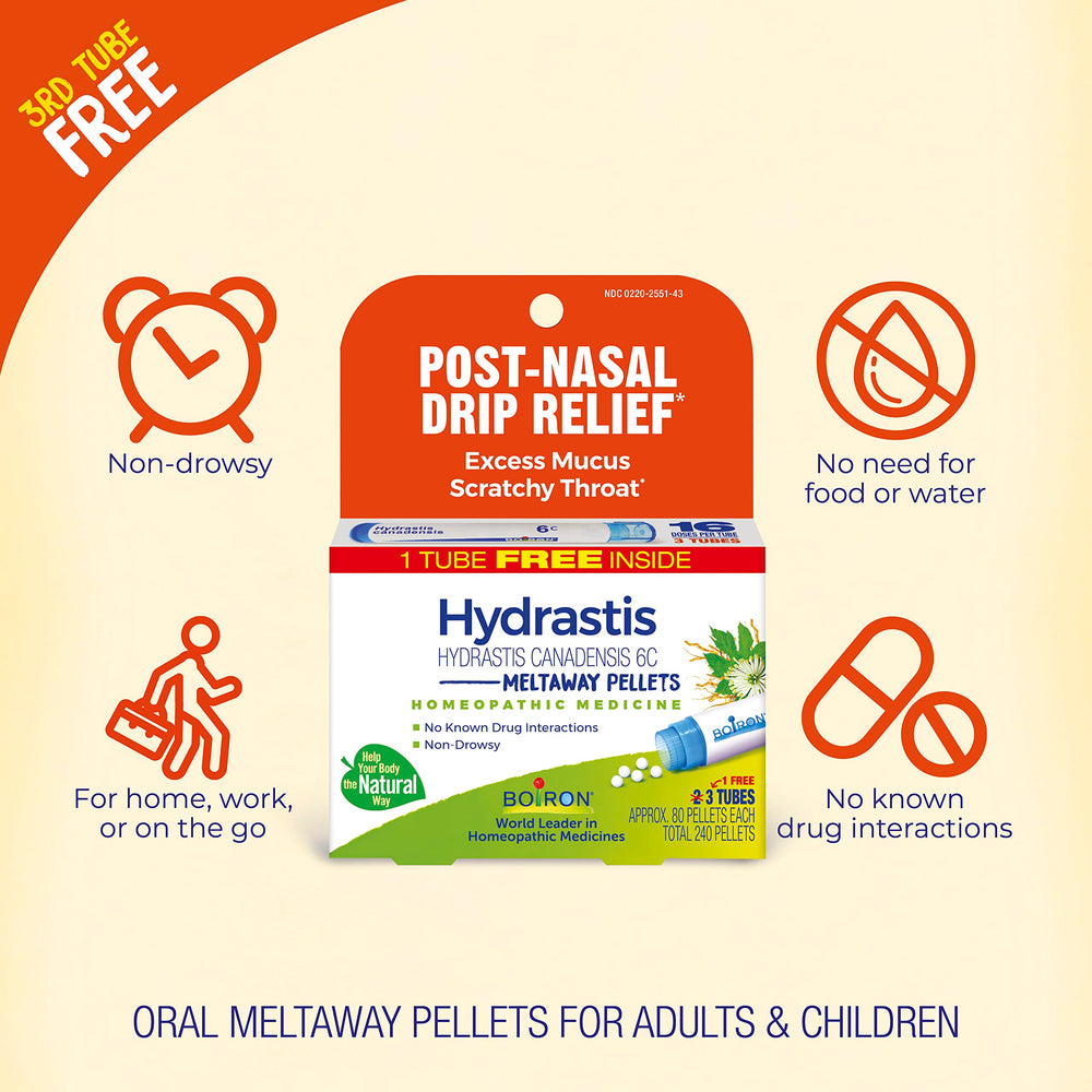 Hydrastis 6C pellets shown in packaging ideal for quick, natural use.