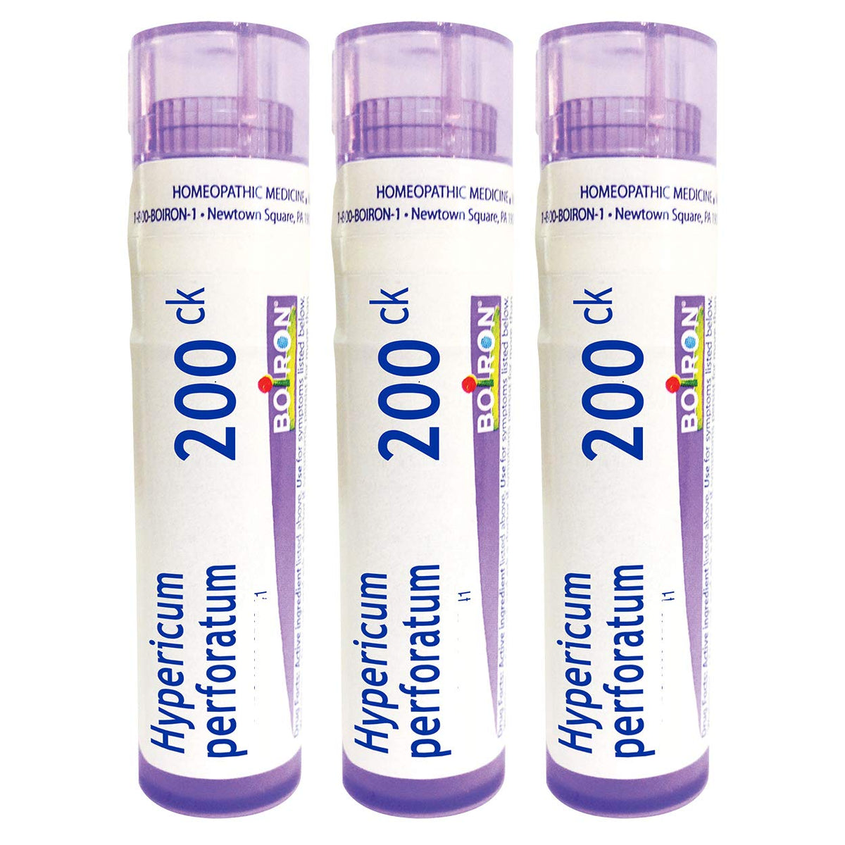 Boiron Hypericum perforatum 200CK bottle with quick-dissolving pellets for easy use