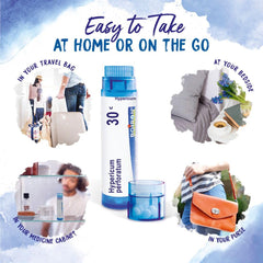 Boiron Hypericum perforatum 30C tube ready for use while traveling.