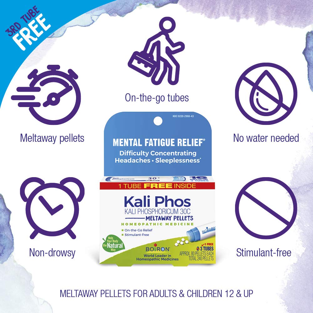 Close up of quick dissolving Kali Phosphoricum pellets for fast symptom relief