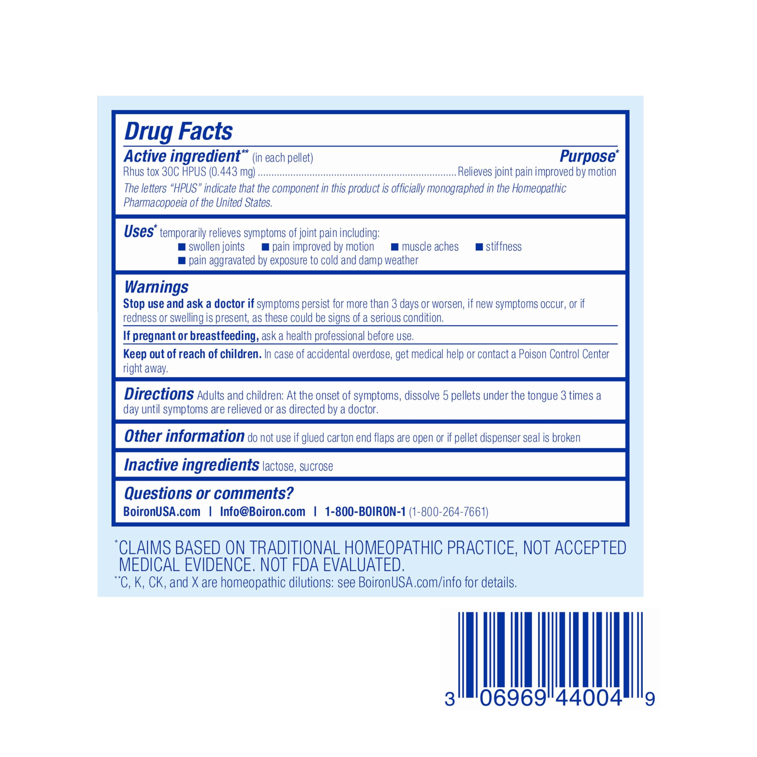 OTC Rhus Tox 30C pack with three easy dispensing tubes
