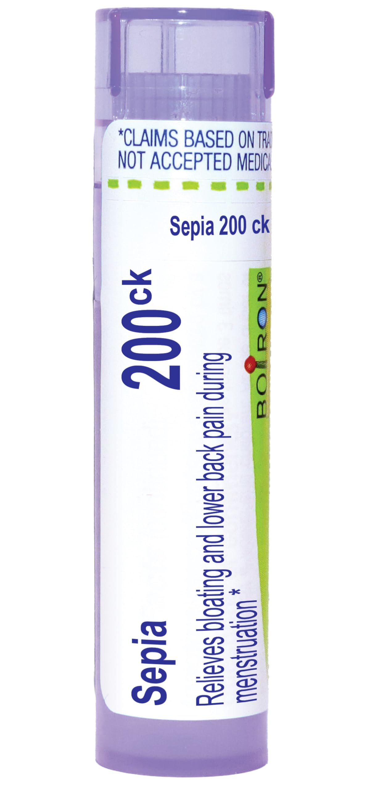 Boiron Sepia 200Ck pellets in a tube for on-the-go use