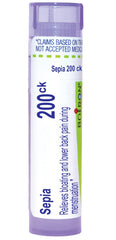 Boiron Sepia 200Ck pellets in a tube for on-the-go use