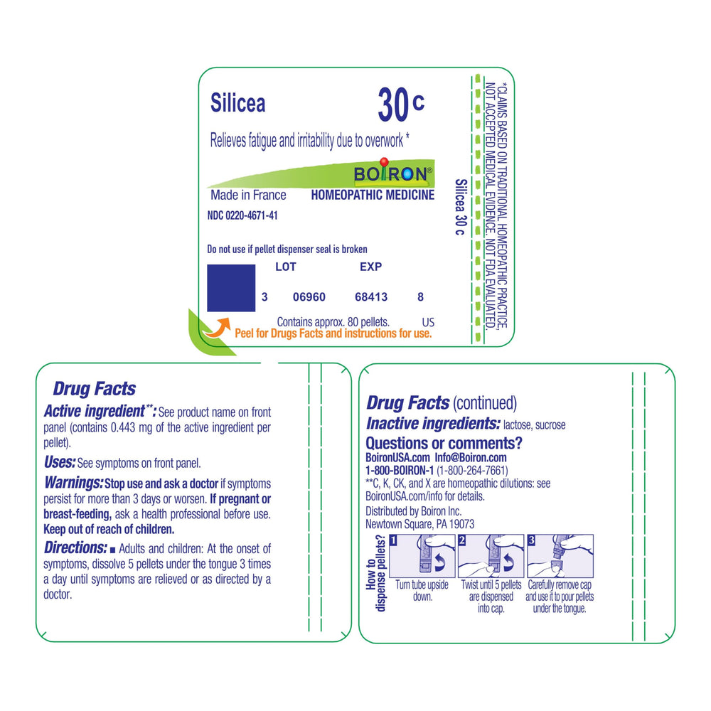 Store Boiron Silicea pellets in a dry, secure container.