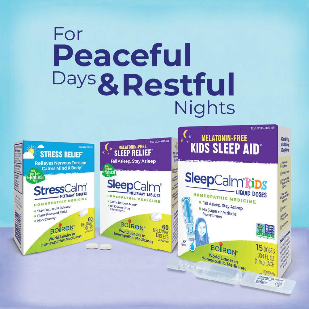 Boiron SleepCalm open box view with tablets ready to use.