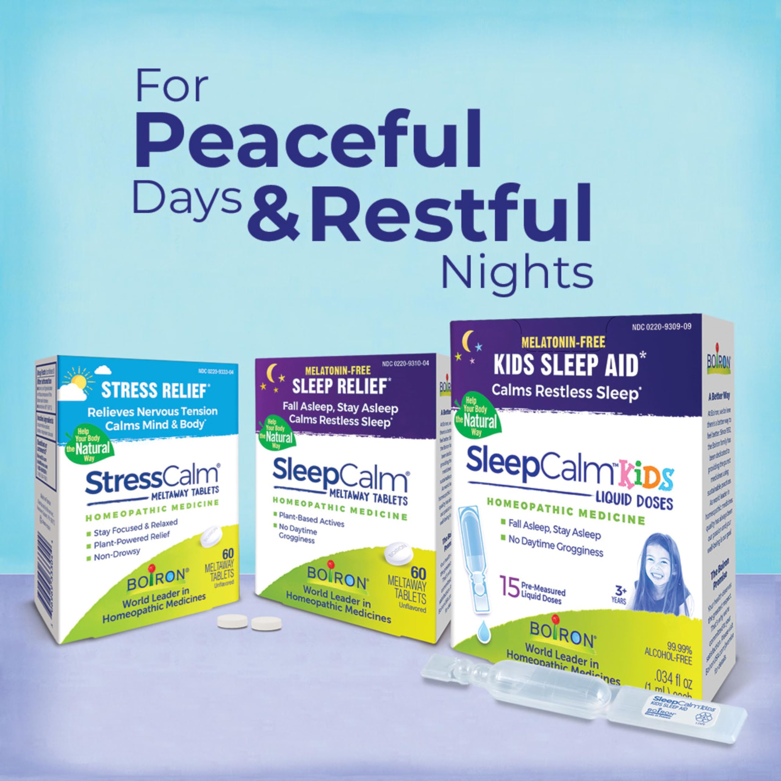 Plant-based ingredients visual hints at natural sleep aid from Boiron SleepCalm