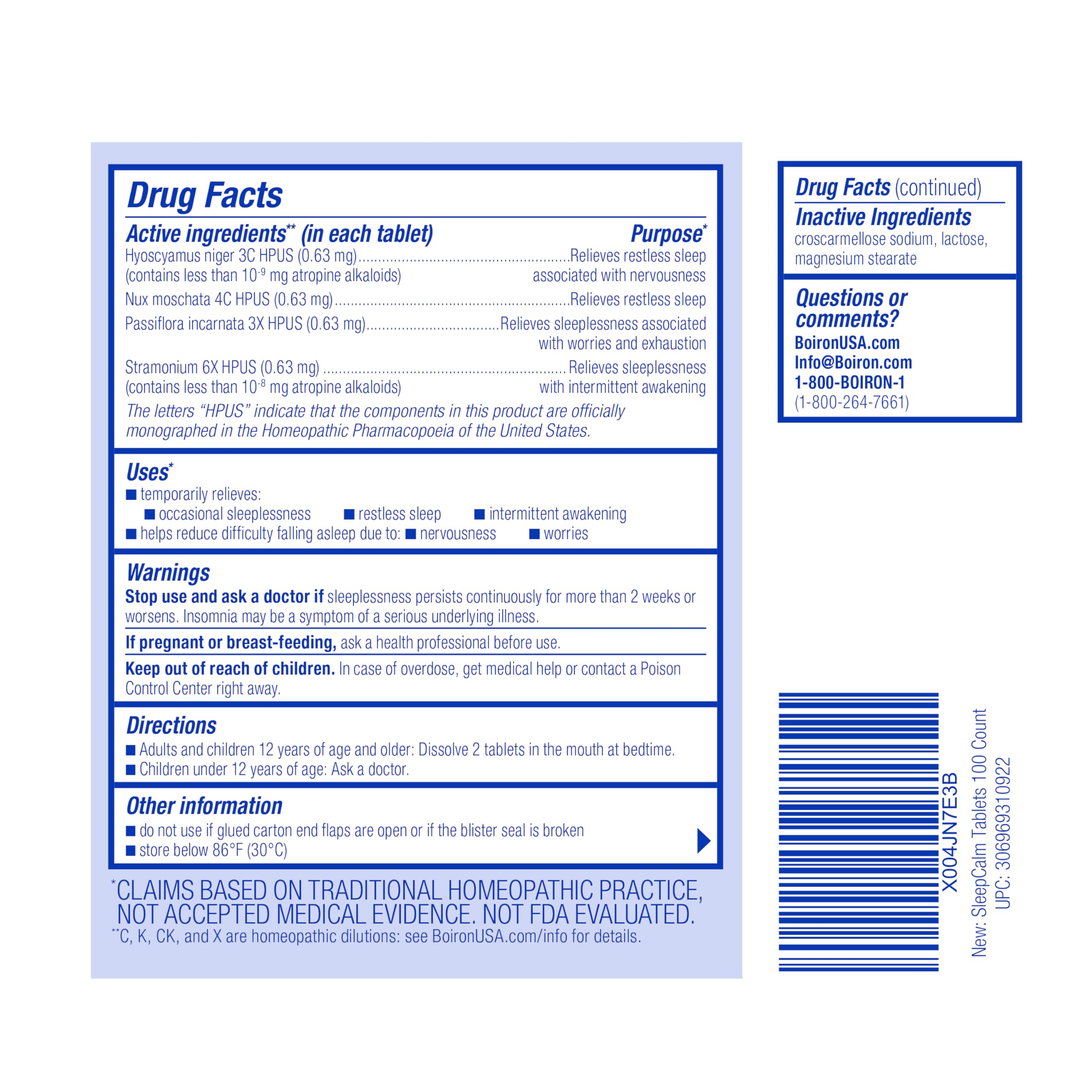 Boiron SleepCalm tablets dissolving in the mouth for easy night-time use.