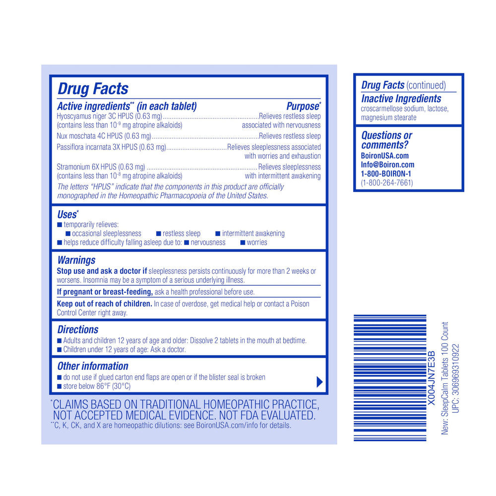 Boiron SleepCalm tablets dissolving in the mouth for easy night-time use.