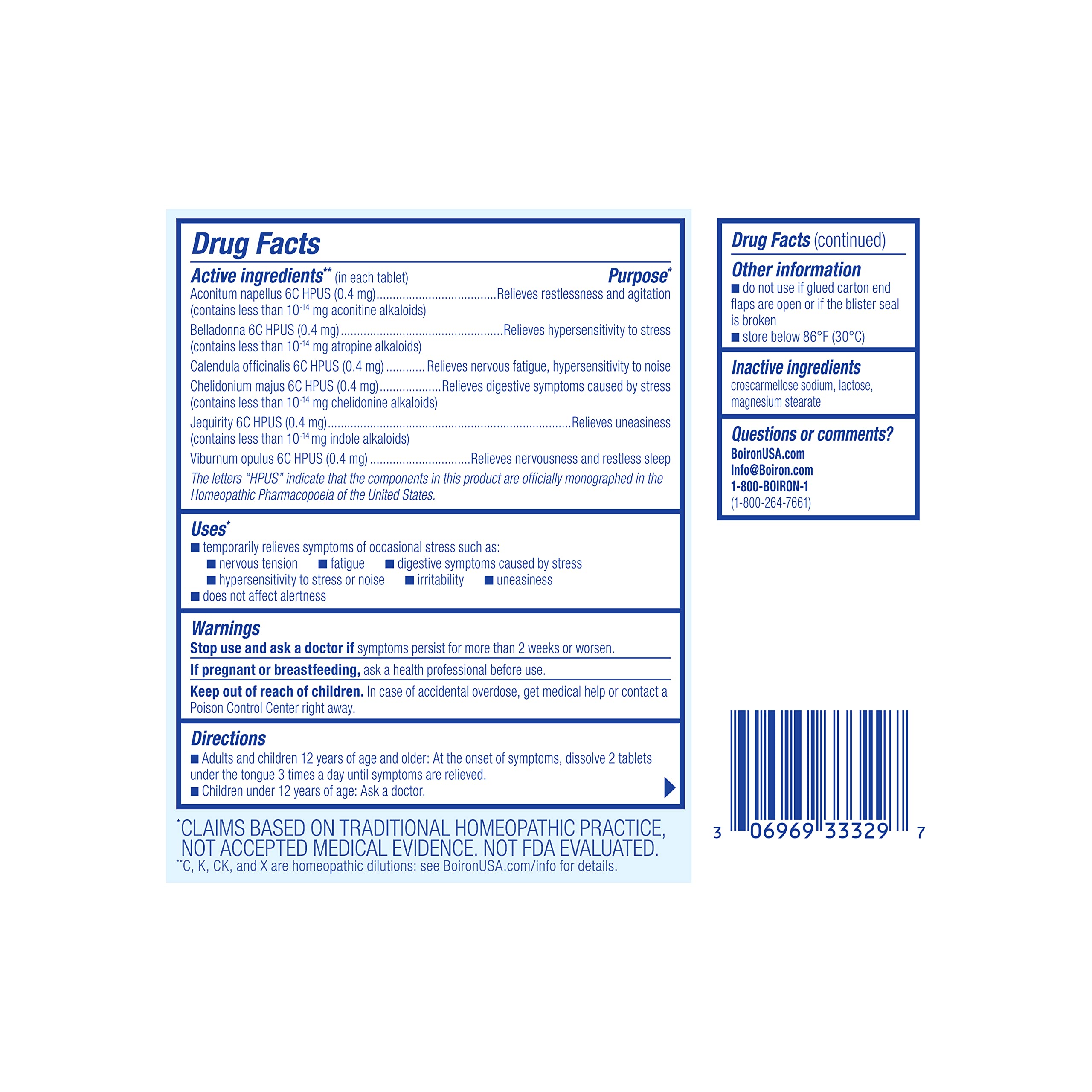 Boiron StressCalm bottle and box, trusted Boiron packaging
