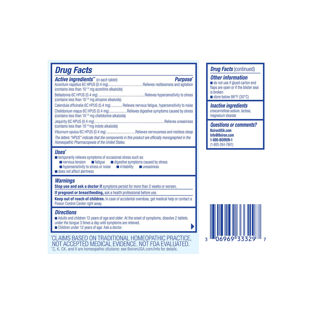 Boiron StressCalm bottle and box, trusted Boiron packaging